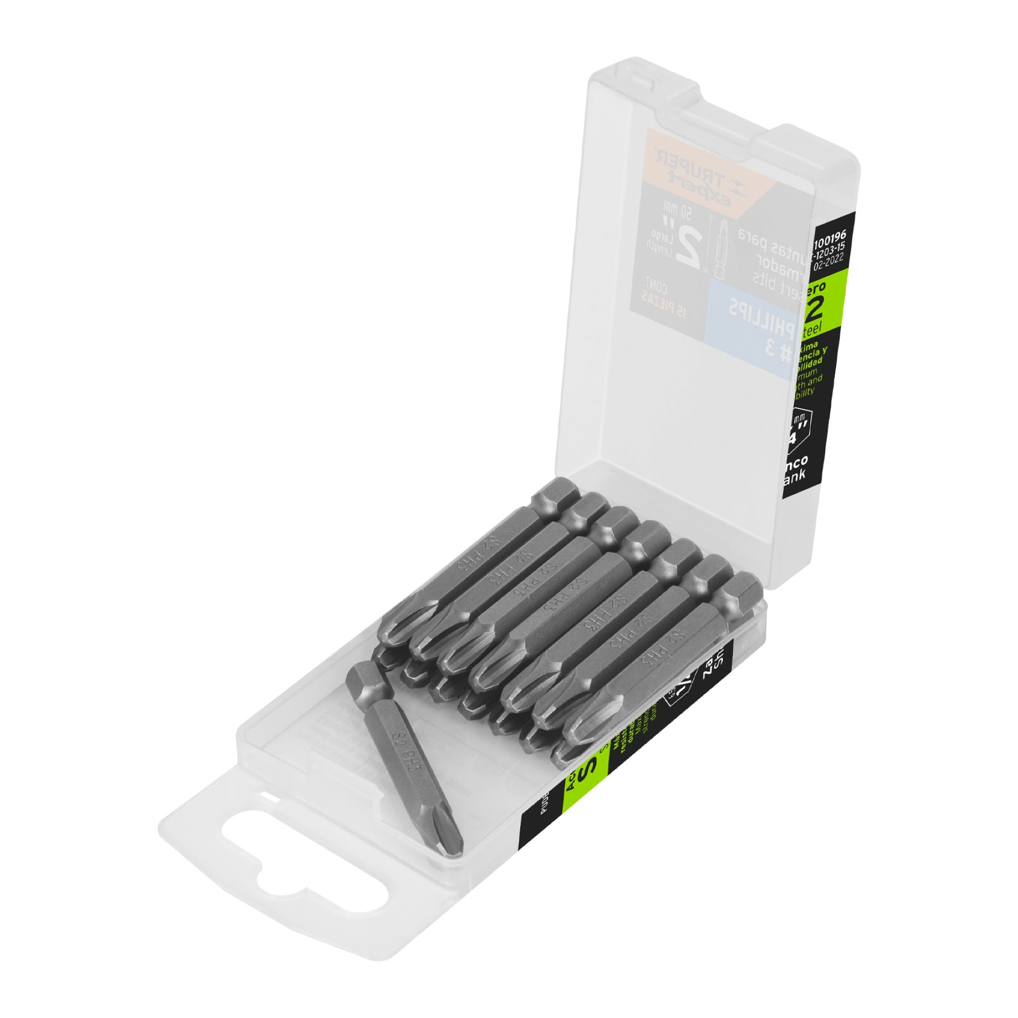 Estuche Con 15 Puntas Phillips PH3 De 2"